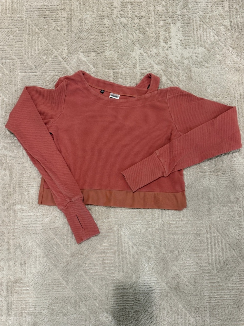 Gymshark Ribbed Off-Shoulder Crop Top in Rose